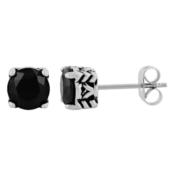 Robert Alton Men's Black Spinel Stud Earrings In Black Ion-Plated
Stainless Steel 7mm