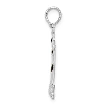 Rhodium Over Sterling Silver Enameled Cape Hatteras Lighthouse Pendant