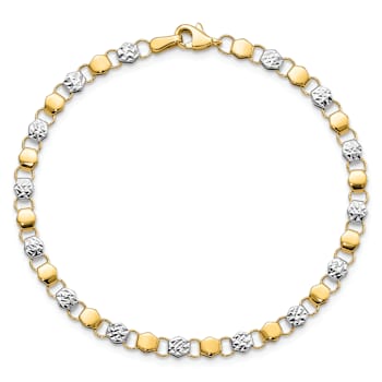 14K Two-tone Gold Diamond-Cut Fancy Link Bracelet