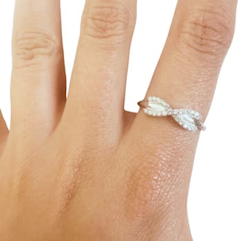 Lab Grown Diamond Rhodium Over Sterling Silver Criss Cross Infinity Ring
VS- GH