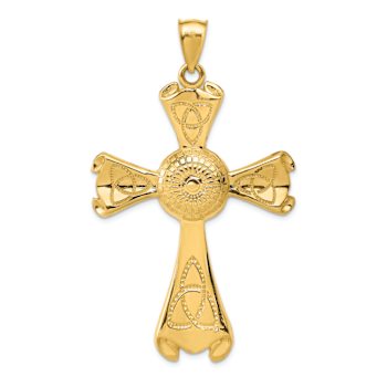 14k Yellow Gold Textured Celtic Cross Pendant