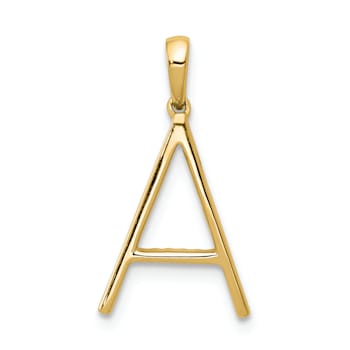 14K Yellow Gold Diamond Letter A Initial Pendant