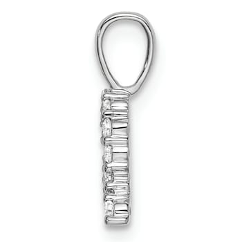 Rhodium Over 14K White Gold Lab Grown Diamond Letter Q Initial Pendant