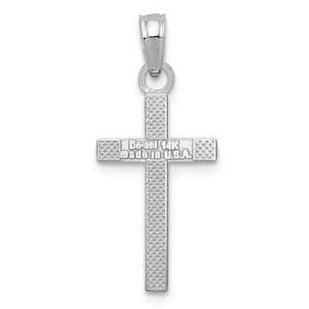 Rhodium Over 14k White Gold Polished Cross Pendant