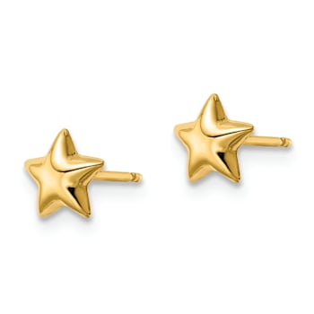 14k Yellow Gold Polished Star Stud Earrings