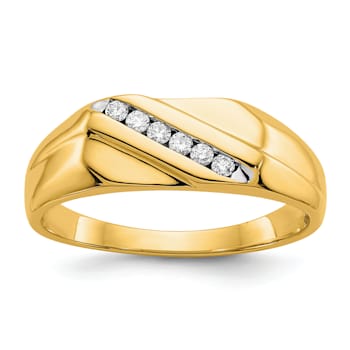 10K Yellow Gold Diamond Men's Ring 0.13ctw