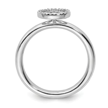 Sterling Silver Stackable Expressions Peace Symbol Diamond Ring 0.117ctw