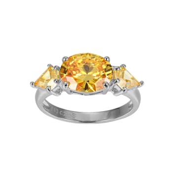 Yellow Cubic Zirconia Platinum Over Sterling Silver November Birthstone
Ring 5.49ctw