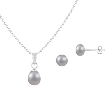 6mm Platinum Cultured Freshwater Pearl Rhodium Over Sterling Silver
Pendant & Earring Set