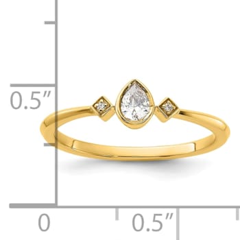 14K Yellow Gold Petite Pear Diamond Ring 0.13ctw