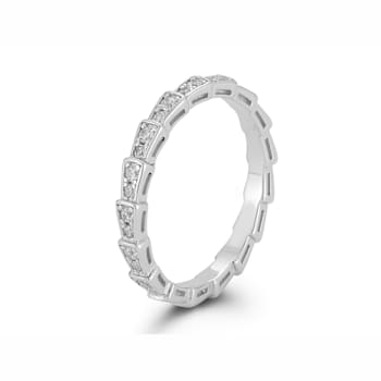 Sterling Statements Rhodium Over Sterling Silver CZ Serpent Scale Band Ring