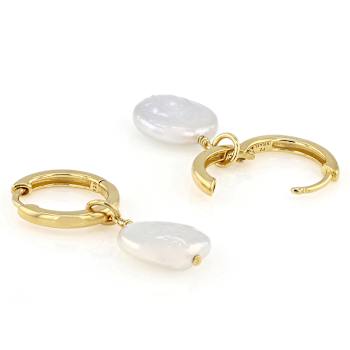 Freshwater Pearl Drop Earrings 9mm In 14K Gold Over Sterling Silver