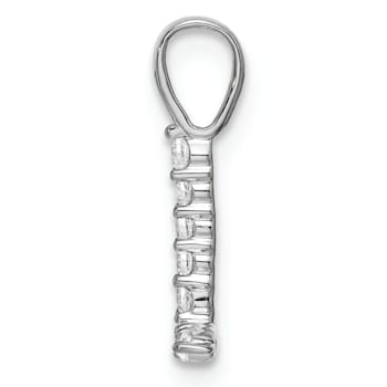 Rhodium Over 14K White Gold Lab Grown Diamond Letter L Initial Pendant