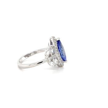 Rhodium Over Sterling Silver Marquise Tanzanite and White Zircon Ring 2.23ctw