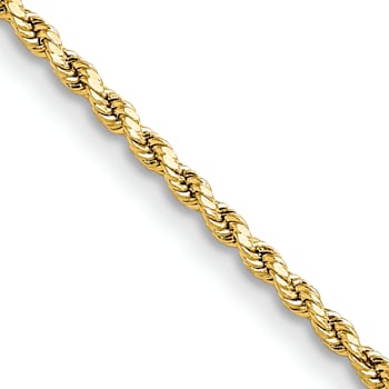 14k Yellow Gold 2mm Diamond-Cut Rope 16 Inch Chain