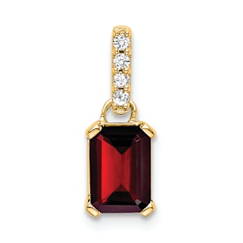 10k Yellow Gold 1 ctw Garnet and Accent Diamond Pendant
