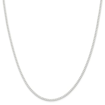 Sterling Silver 2.3mm Beveled Curb Chain Necklace