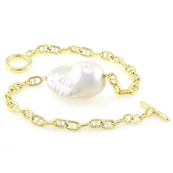 Freshwater Pearl Station Bracelet In 18K Gold Over Sterling Silver