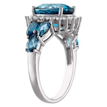 Sterling Silver Oval London Blue topaz and Lab Created White Sapphire
Ring 5.75ctw