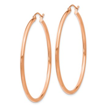 14k Rose Gold 1 3/4" Polished Tube Hoop Earrings