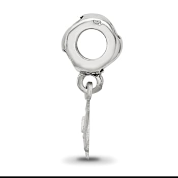 Rhodium Over Sterling Silver LogoArt Delta Delta Delta Dolphin on Heart Bead