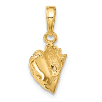 14k Yellow Gold Textured Conch Shell Pendant