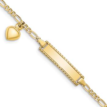 10k Yellow Gold Children's Figaro Link ID Bracelet