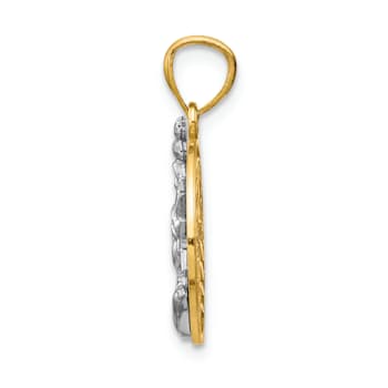 14k Yellow Gold and 14k White Gold Textured Lady Liberty on American
Flag Disk Pendant