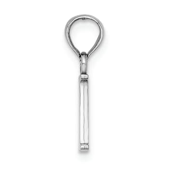 Rhodium Over 14k White Gold Polished Block Letter I Initial Pendant