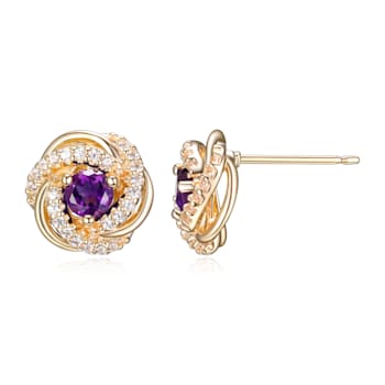 Purple African Amethyst 18k Yellow Gold Over Sterling Silver Earrings