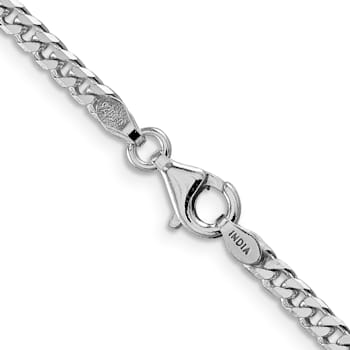 Rhodium Over Sterling Silver Polished 3.15mm Curb Chain Necklace