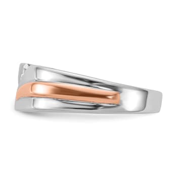 14K Two-tone Rose and White Gold Lab Grown Diamond Band