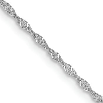 Rhodium Over 14k White Gold 1.1mm Solid Singapore 14 Inch Chain