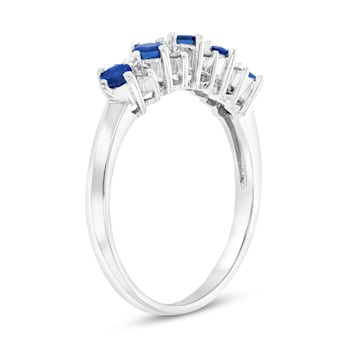 0.53ctw Sapphire and Diamond Band Ring in 14k White Gold