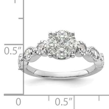 Rhodium Over 14K White Gold Lab Grown Diamond VS/SI GH, Cluster Ring 0.782ctw