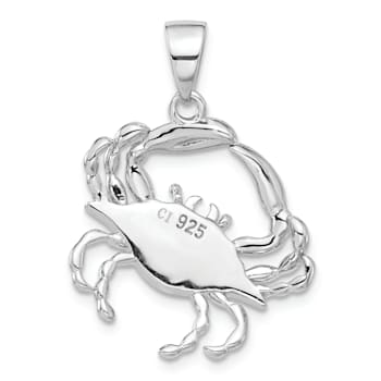 Rhodium Over Sterling Silver with Larimar Crab Pendant