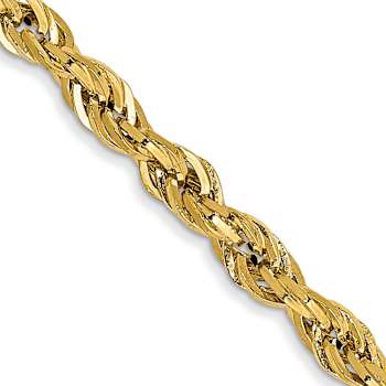 14k Yellow Gold 2.8mm Rope Link 24 Inch Chain