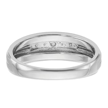 Rhodium Over 10K White Gold Men's Polished, Satin and Grooved 5-Stone
Diamond Ring