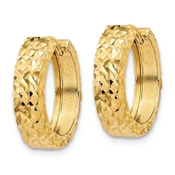 14k Yellow Gold Diamond-Cut 1/2" Hinged Hoop Earrings