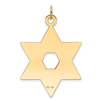 14k Yellow Gold Laser Designed and Satin Star of David Pendant
