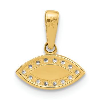 14k Yellow Gold Polished Cubic Zirconia and Multi-Color Enamel Evil Eye Pendant