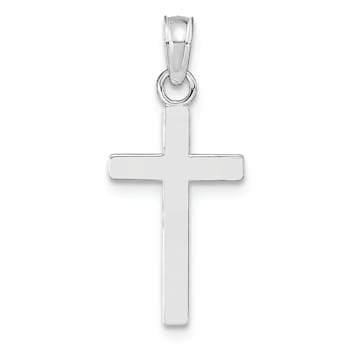 Rhodium Over 14k White Gold Polished Cross Pendant