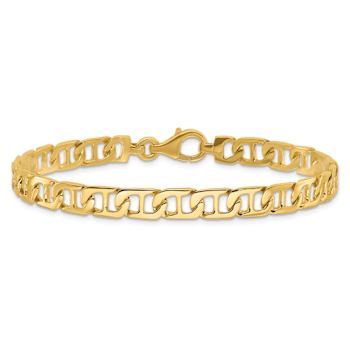 14k Yellow Gold 6.5mm Hand-Polished Fancy Mariner Link Bracelet