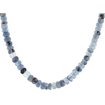 Moss Aquamarine Rondelle Beaded Necklace In Sterling Silver