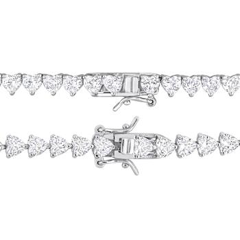 Created White Sapphire Sterling Silver Tennis Necklace and Bracelet 41.20ctw