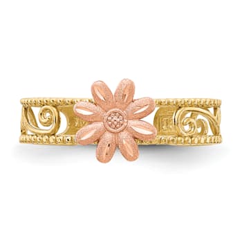 14K Two-tone Flower Toe Ring