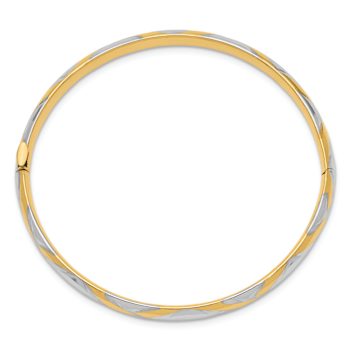 14K Two-tone Gold 4.75mm Criss-Cross Children's Hinged Bangle