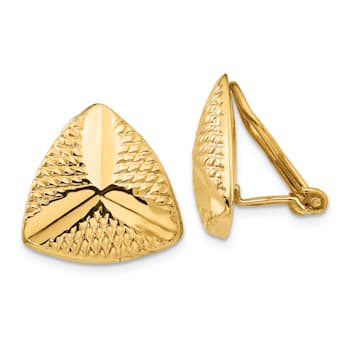 14k Yellow Gold Textured Non-pierced Fancy Stud Earrings