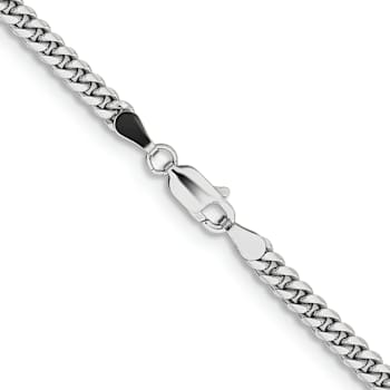 Rhodium Over 14k White Gold 3.5mm Solid Miami Cuban 26 Inch Chain