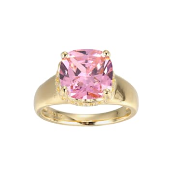 Pink And White Cubic Zirconia 18k Yellow Gold Over Silver October
Birthstone Ring 7.12ctw